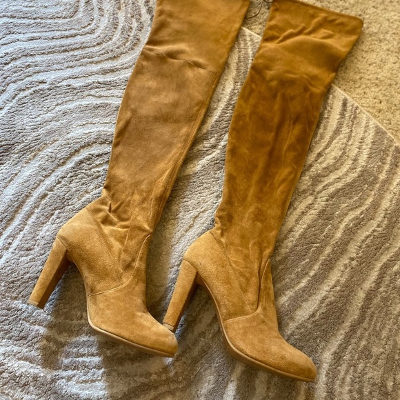 Stuart Weitzman Women’s Highland Suede Over the Knee Boots Fit 8.5 in Tan - Picture 11 of 13